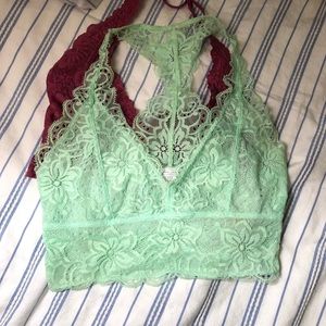 NWOT Out From Under green bralette and fuchsia bralette